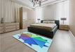 Patterned Steel Blue Rug in a Bedroom, pat3458lblu