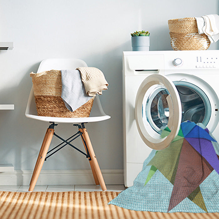 Machine Washable Transitional Steel Blue Rug in a Washing Machine, wshpat3458lblu