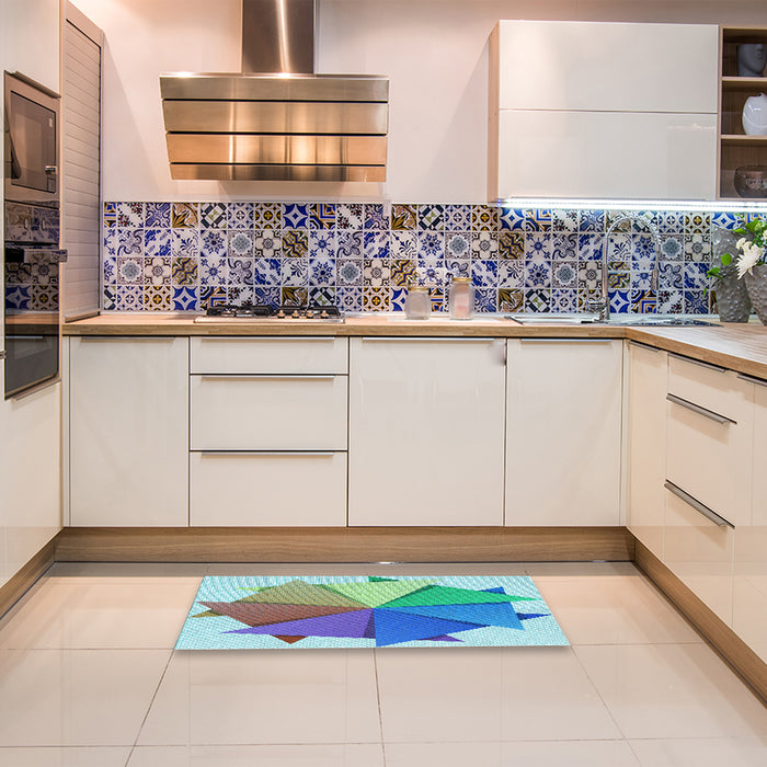Patterned Steel Blue Rug in a Kitchen, pat3458lblu
