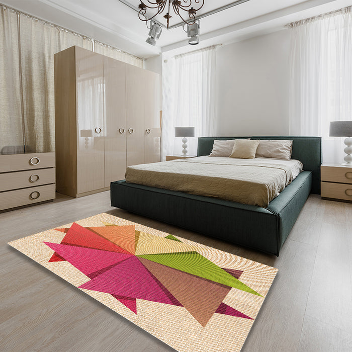Patterned Red Rug in a Bedroom, pat3458org