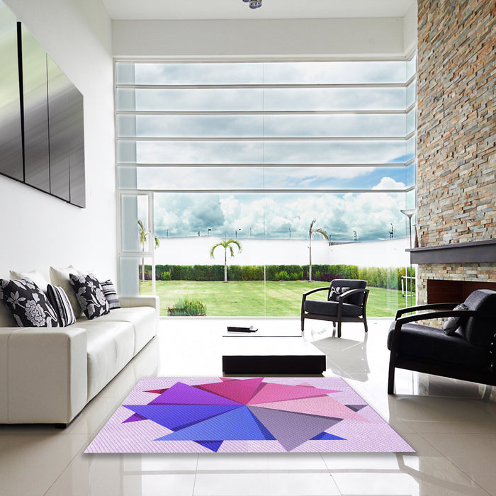 Square Patterned Mauve Purple Rug in a Living Room, pat3458pur