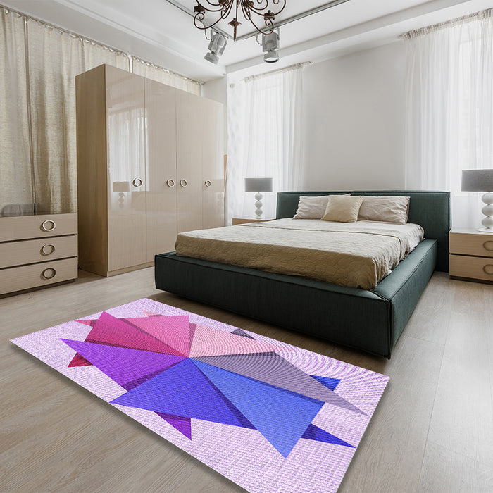 Patterned Mauve Purple Rug in a Bedroom, pat3458pur