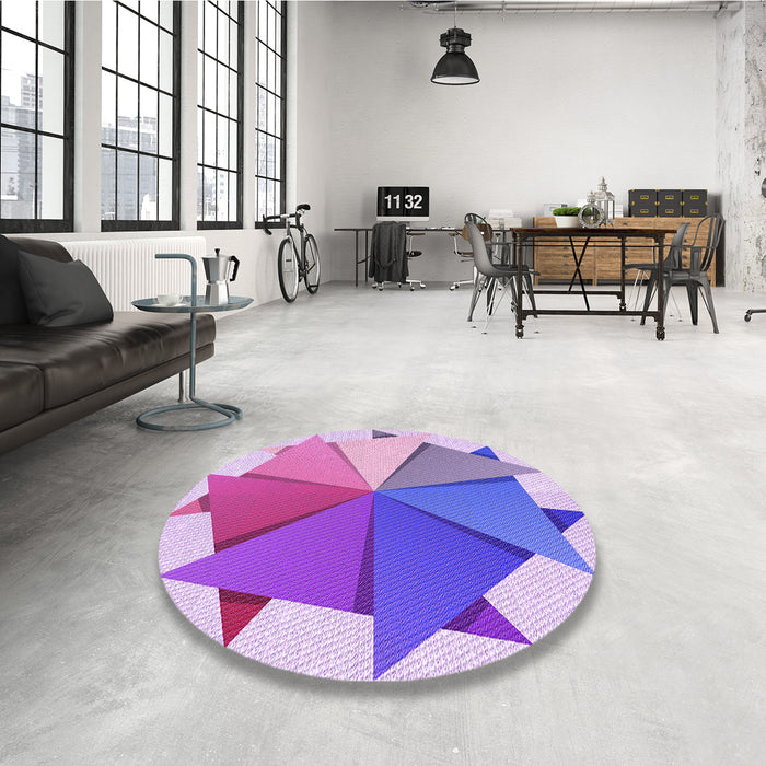 Round Patterned Mauve Purple Rug in a Office, pat3458pur