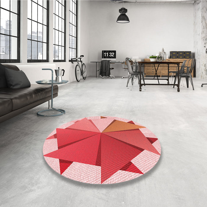 Round Patterned Pink Rug in a Office, pat3458rd