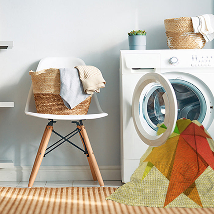 Machine Washable Transitional Green Rug in a Washing Machine, wshpat3458yw