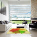 Square Patterned Green Rug in a Living Room, pat3458yw