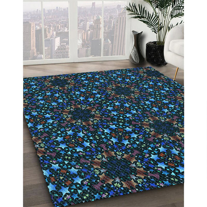 Machine Washable Transitional Midnight Gray Rug in a Family Room, wshpat3459lblu