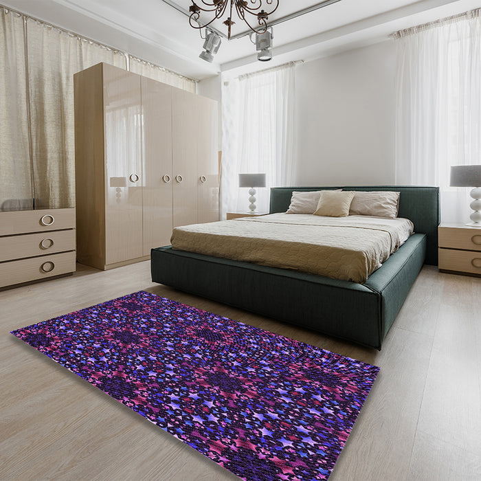 Round Machine Washable Transitional Amethyst Purple Rug in a Office, wshpat3459pur