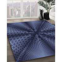 Patterned Night Blue Rug, pat346blu