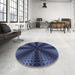 Round Patterned Night Blue Rug in a Office, pat346blu