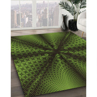 Patterned Dark Forest Green Rug, pat346brn