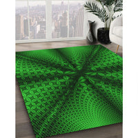 Patterned Deep Emerald Green Rug, pat346grn