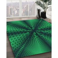 Patterned Deep Teal Green Rug, pat346lblu