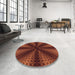 Round Patterned Red Rug in a Office, pat346rd