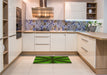 Patterned Dark Lime Green Rug in a Kitchen, pat346yw