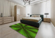 Patterned Dark Lime Green Rug in a Bedroom, pat346yw