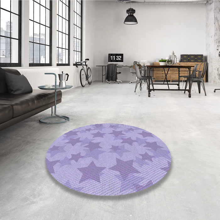 Round Patterned Medium Purple Rug in a Office, pat3460blu