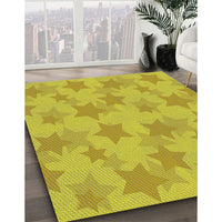 Patterned Yellow Novelty Rug, pat3460