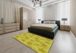 Machine Washable Transitional Yellow Rug in a Bedroom, wshpat3460