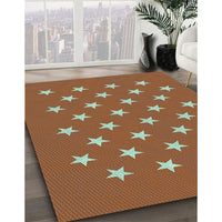 Patterned Mahogany Brown Rug, pat3461lblu