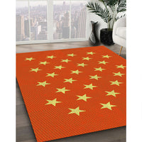 Patterned Orange Red Orange Rug, pat3461yw