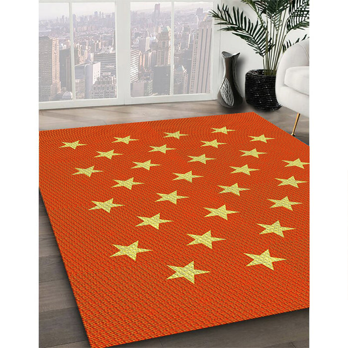 Machine Washable Transitional Orange Red Orange Rug in a Family Room, wshpat3461yw
