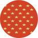 Sideview of Patterned Orange Red Novelty Rug, pat3461