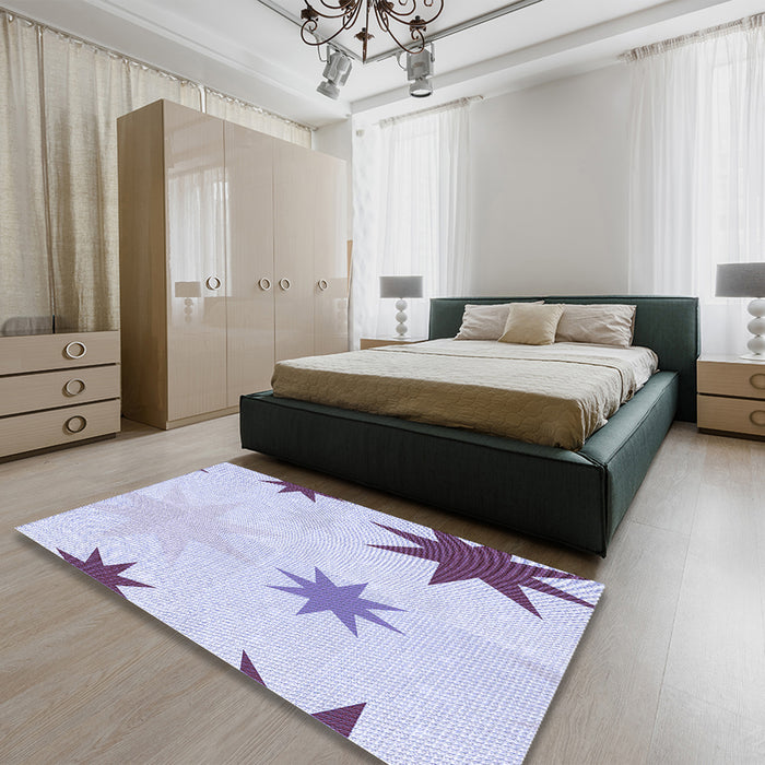 Patterned Lavender Blue Rug in a Bedroom, pat3462blu