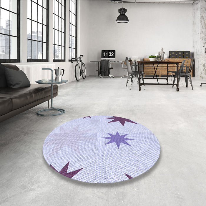 Round Patterned Lavender Blue Rug in a Office, pat3462blu