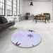 Round Patterned Lavender Blue Rug in a Office, pat3462blu