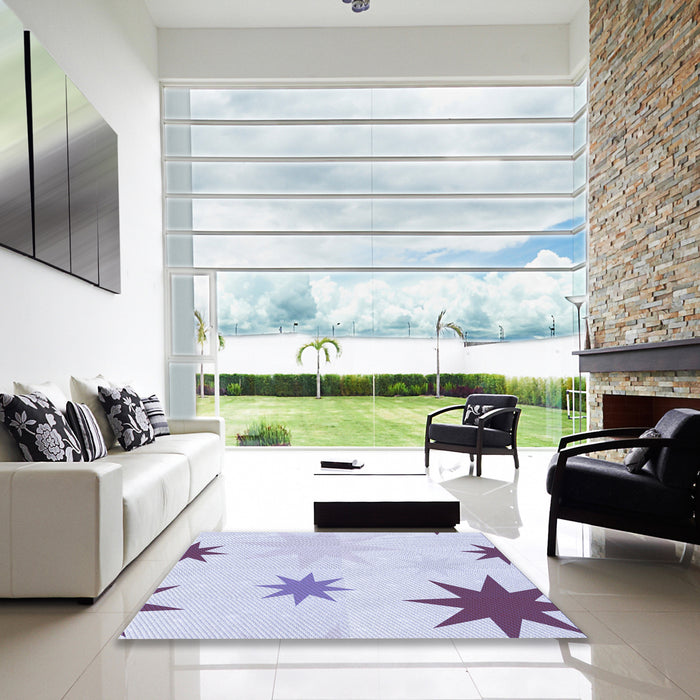 Square Patterned Lavender Blue Rug in a Living Room, pat3462blu