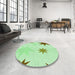 Round Patterned Mint Green Rug in a Office, pat3462grn