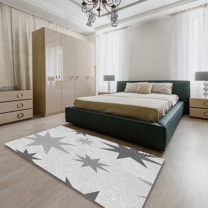 Patterned Platinum Gray Rug in a Bedroom, pat3462gry