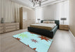 Patterned Light Aquamarine Green Rug in a Bedroom, pat3462lblu