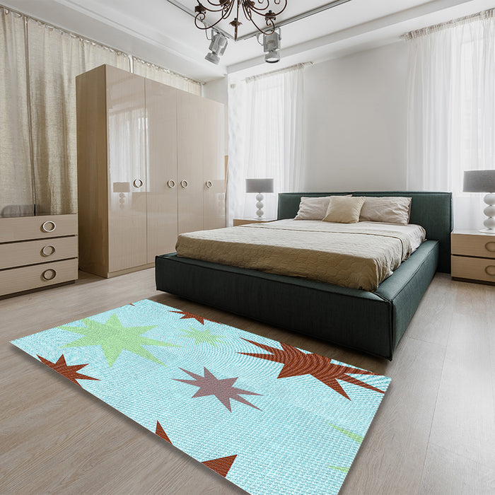 Patterned Light Aquamarine Green Rug in a Bedroom, pat3462lblu