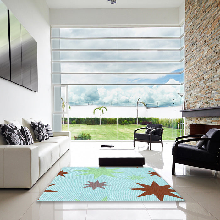 Square Patterned Light Aquamarine Green Rug in a Living Room, pat3462lblu