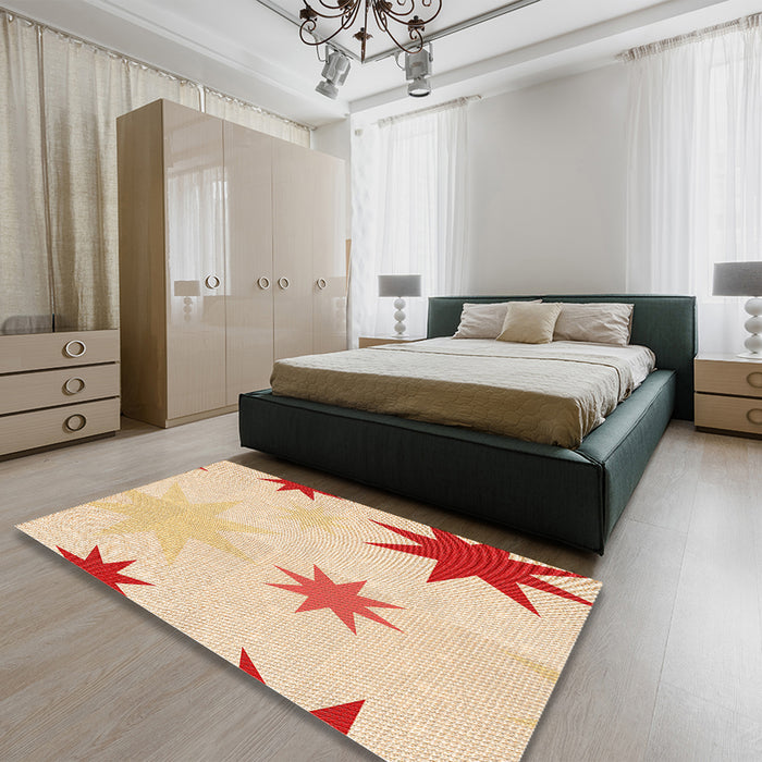Patterned Orange Rug in a Bedroom, pat3462org