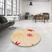 Round Patterned Orange Rug in a Office, pat3462org