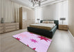 Patterned Deep Mauve Purple Rug in a Bedroom, pat3462pur