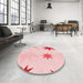 Round Patterned Light Rose Pink Rug in a Office, pat3462rd