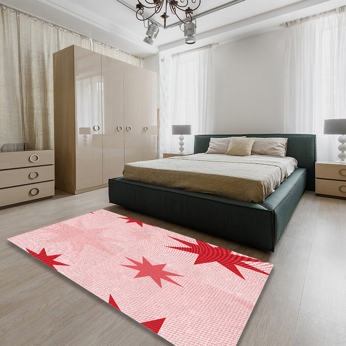 Round Machine Washable Transitional Light Rose Pink Rug in a Office, wshpat3462rd