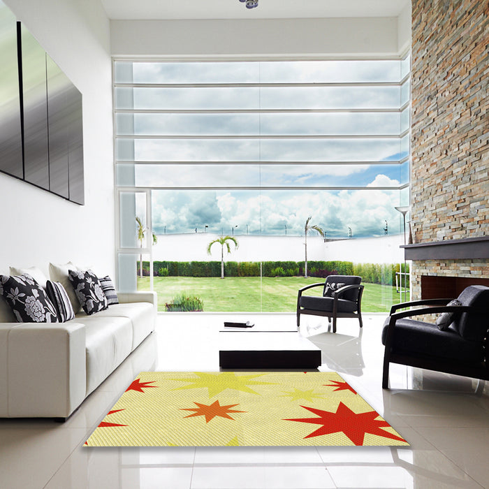 Machine Washable Transitional Yellow Rug in a Kitchen, wshpat3462yw