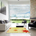 Machine Washable Transitional Yellow Rug in a Kitchen, wshpat3462yw