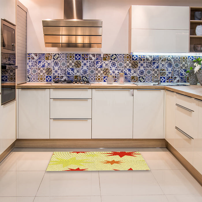 Patterned Yellow Rug in a Kitchen, pat3462yw