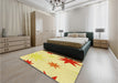 Patterned Yellow Rug in a Bedroom, pat3462yw