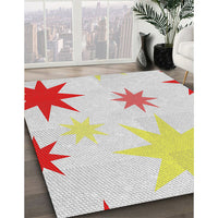 Patterned Light Yellow Beige Novelty Rug, pat3462