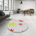 Round Patterned Light Yellow Beige Novelty Rug in a Office, pat3462