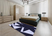 Patterned Night Blue Rug in a Bedroom, pat3463blu