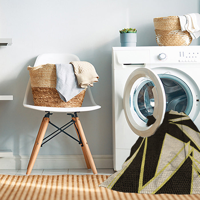 Machine Washable Transitional Midnight Gray Rug in a Washing Machine, wshpat3463brn