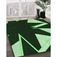 Patterned Black Rug, pat3463grn